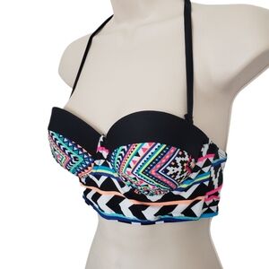 🪻BOGO🪻 OP Neon Geometric Print Push Up Bikini Top Size S‎ (3-5)
